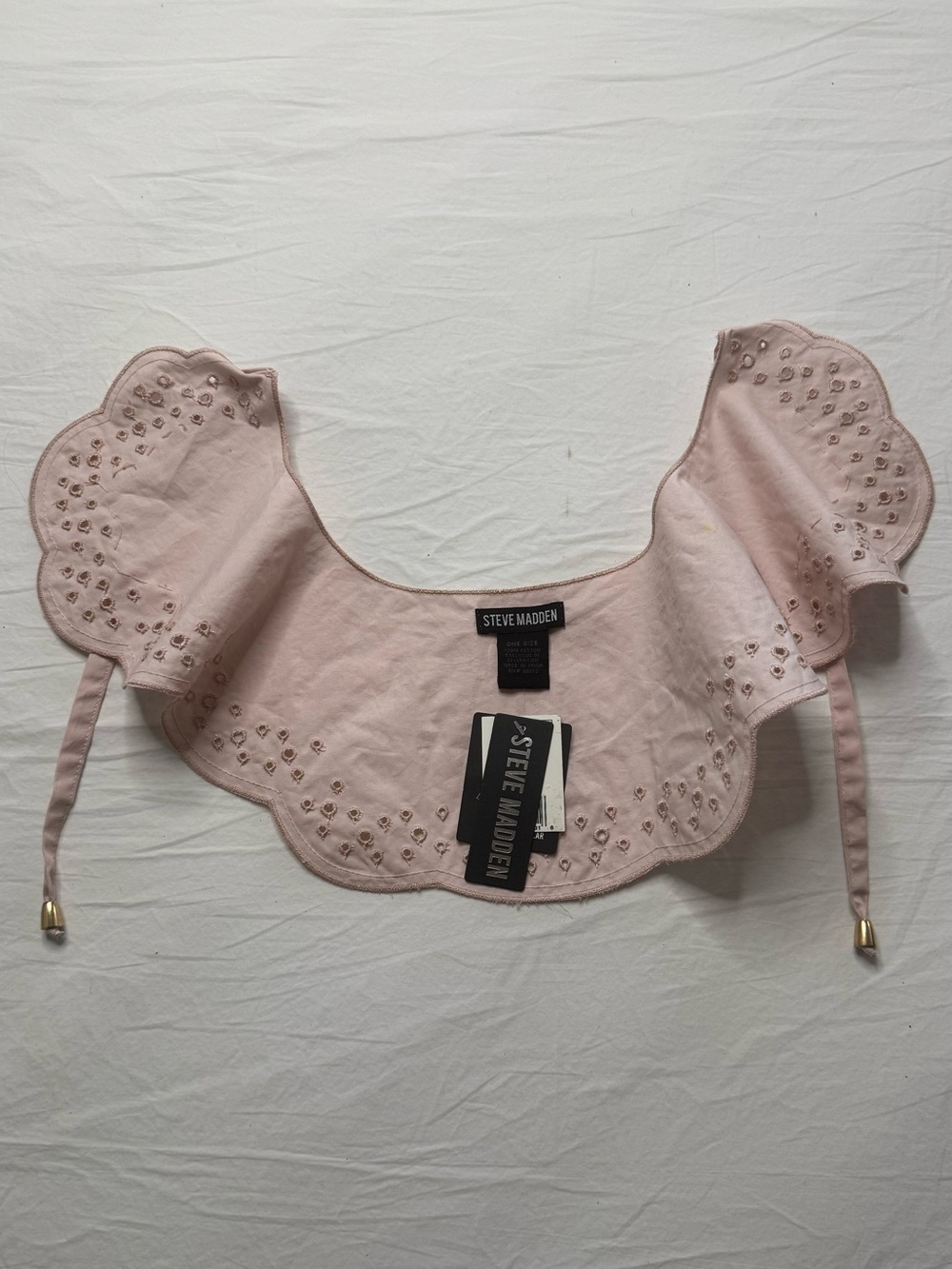 Steve Madden - Blush Scalloped Eyelet Cotton Pearl Trim Detachable Collar
